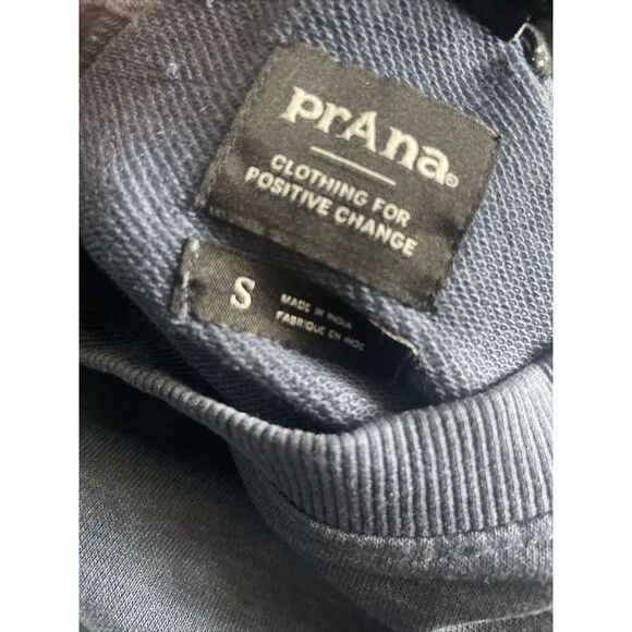 Prana Women's Standard Fit Sweatshirt Small Side Slits Pullover Fleece Logo Blue - Picture 5 of 7